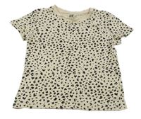 Béžovo-čierne vzorované tričko so srdiečkami H&M