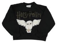 Čierna oversize crop mikina s Hedwigou - Harry Potter