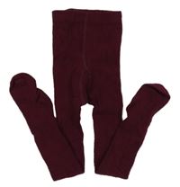 Vínové rebrované vzorované pančuchy H&M