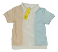 Nové - bielo-světlemodro/béžové polo tričko SHEIN