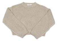 Béžový melírovaný ažurový pletený crop sveter H&M