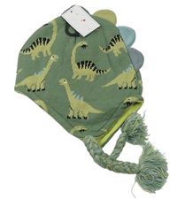 Khaki pletená čepice s dinosaury a ostny Mothercare