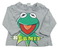 Sivé melírované tričko s žábou - Kermit Disney