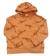 Oranžová mikina s dinosaury a kapucí H&M