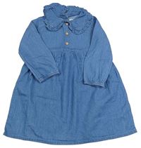 Modré šaty riflového vzhledu s golierikom zn. Primark