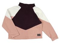 Vínovo-starorůžovo-biela crop mikina H&M