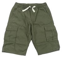 Khaki riflové cargo kraťasy H&M