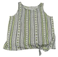 Bielo-čierno-neónově žltý vzorovaný crop top C&A