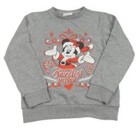 Sivá melírovaná mikina s Mickeym Red Wagon