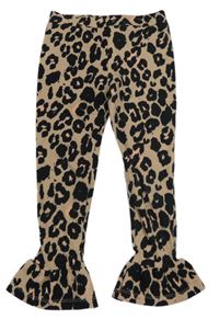 Hnědé flare legíny s leopardím vzorem River Island