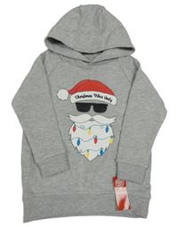 Nové - Sivá melírovaná mikina so Santou a kapucňou Dunnes
