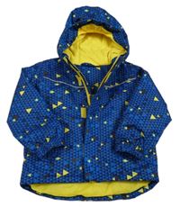 Modrá vzorovaná šušťáková lyžiarska bunda s kapucňou zn. Lupilu