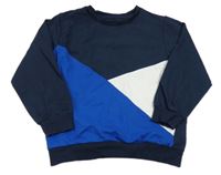 Tmavomodro-safírovo-biela mikina Studio