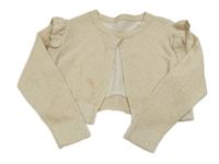 Béžové trblietavé svetrové bolerko s volánikmi Dunnes