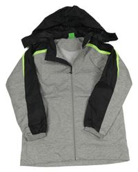 Šedo-černá šusťáková sportovní bunda s kapucí Erima