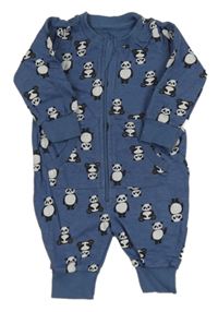 Modrý teplákový overal s pandami