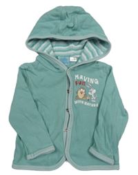 Zelená ľahká prepínaci mikina s Bugs Bunnym s Tazem a kapucňou