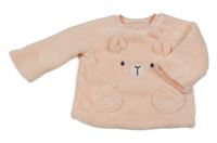 Růžová chlupatá mikina s medvědem F&F