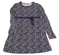 Tmavomodré kvetované bavlnené šaty