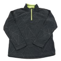 Antracitová vzorovaná fleecová funkčná mikina Quechua