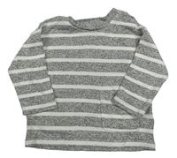 Šedo-bílé pruhované úpletové triko s kapsou F&F