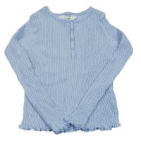 Svetlomodré rebrované tričko s gombíkmi H&M