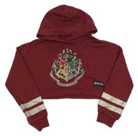 Vínová crop mikina s erbem a kapucí - Harry Potter C&A
