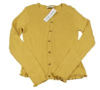 Nové - Okrový rebrovaný prepínaci ľahký sveter George