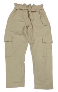 Béžové teplákové cargo kalhoty s páskem Dopodopo