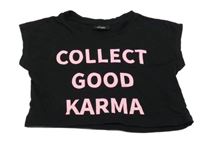 Čierne crop tričko s nápisom Page One Young