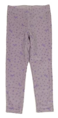 Lila plyšové legíny s hviezdami Kiki&Koko