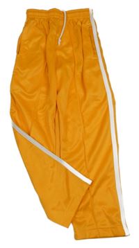 Horčicové športové tepláky s pruhom