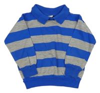 Modro-sivá pruhovaná mikina s golierikom