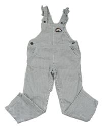 Bílo-tmavomodré pruhované plátěné laclové kalhoty s duhou Pocopiano