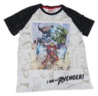 Bílo-černé tričko s Avengers Desigual