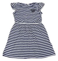 Tmavomodro-biele pruhované bavlnené šaty so srdcem H&M