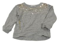 Sivá melírovaná trblietavá mikina s flitrami H&M