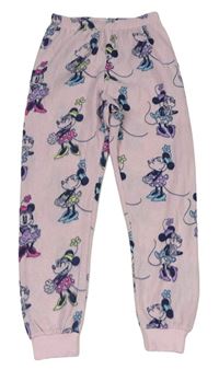 Světlerůžové plyšové pyžamové kalhoty s Minnie Disney 