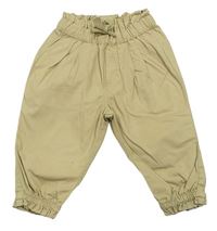 Béžové plátěné cuff kalhoty H&M