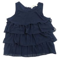 Tmavomodrý ľahký top s volánikmi H&M