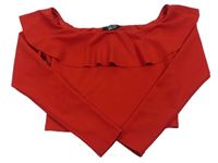 Červená crop blúzka s volánikom New Look