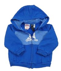 Modrá prepínaci mikina s logom a kapucňou Adidas