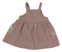 Pudrové fialové menšestrové šaty s vreckami s výšivkou květů Tu