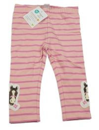 Nové - růžové pruhované legíny s koníky Topomini