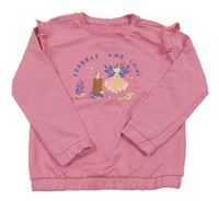 Růžová lehká mikina s vílou a volánky 