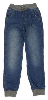 Modré cuff rifle s šedým úpletovým lemem 