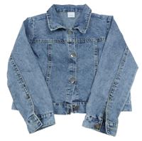 Modrá melírovaná crop ľahká rifľová bunda s Minnie