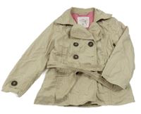 Svetlobéžový plátenný jarný kabát s opaskom H&M