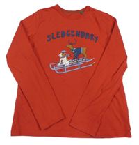 Červené tričko so sobom a psíkom boden