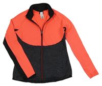 Tmavošedo-neonová propínací sportovní funkční mikina Decathlon